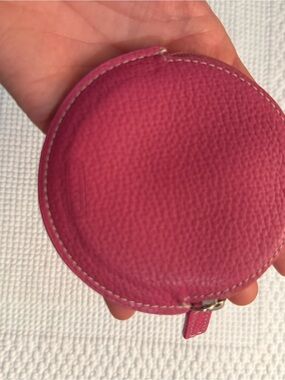 Coach Pink Leather Round Zip Coin Pouch